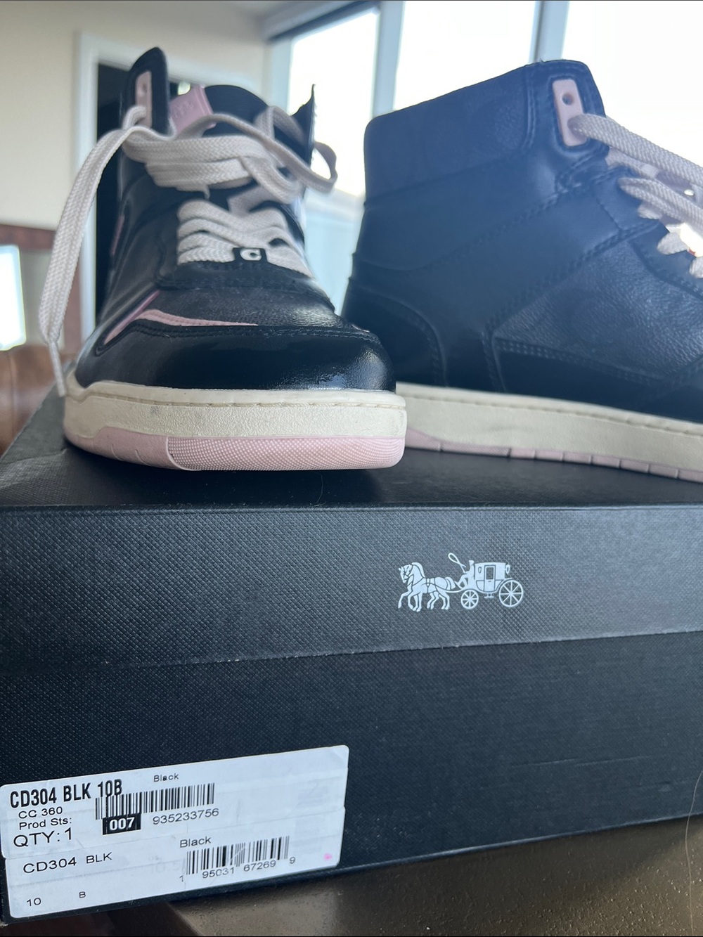 Coach Women’s Black & Pink High-Top Sneakers